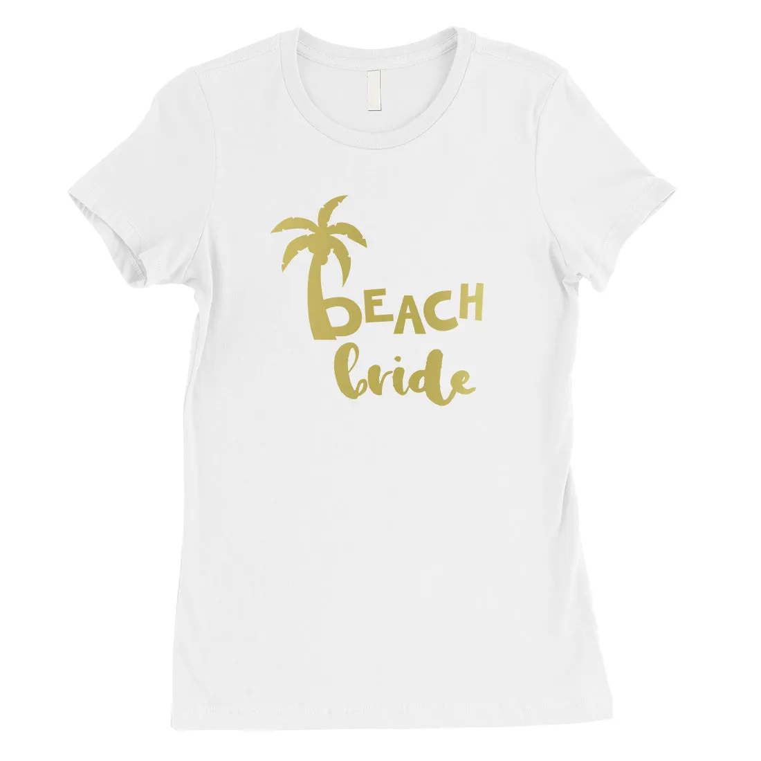 Beach Bride Babe Palm Tree-GOLD Womens T-Shirt Adorable Summer Gift