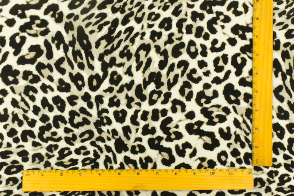 Beige-Black-Ivory Famous Designer Cheetah Print Viscose Crepe Faille Fabric