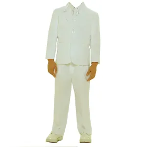 Big Boys Ivory Single Breasted Jacket Vest Shirt Tie Pants 5 Pc Suit 8-20