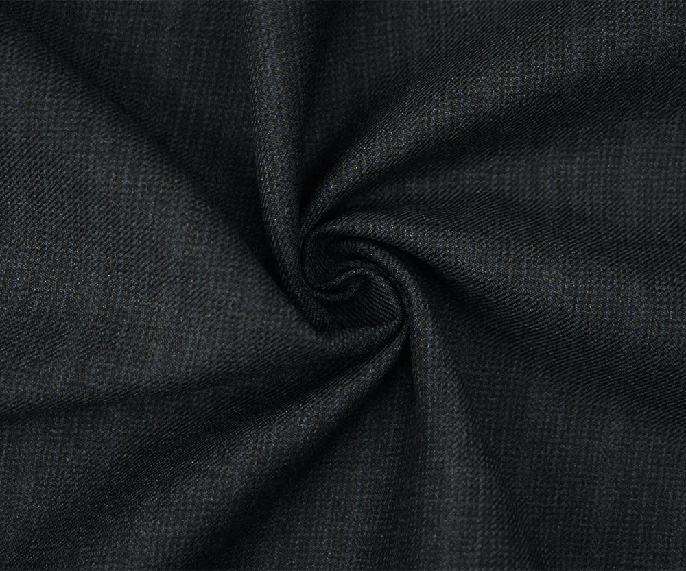 Black-Blue-Multi Wool Polyester Texture Stripe Twill Suiting Woven Fabric