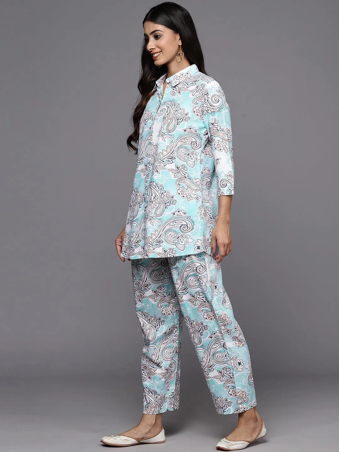 Blue Printed Rayon Co-Ords