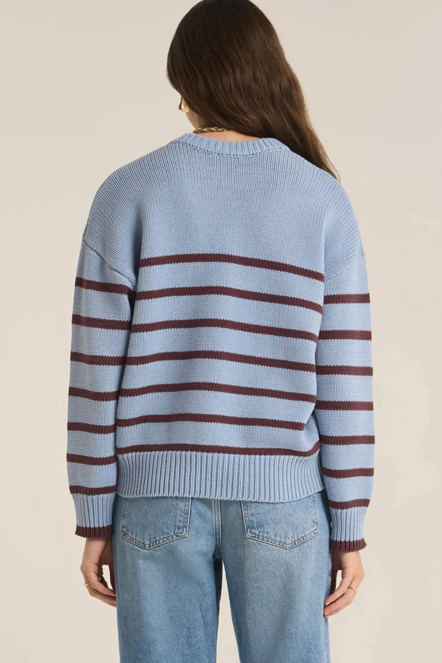 Boyfriend Stripe Sweater - Light Denim