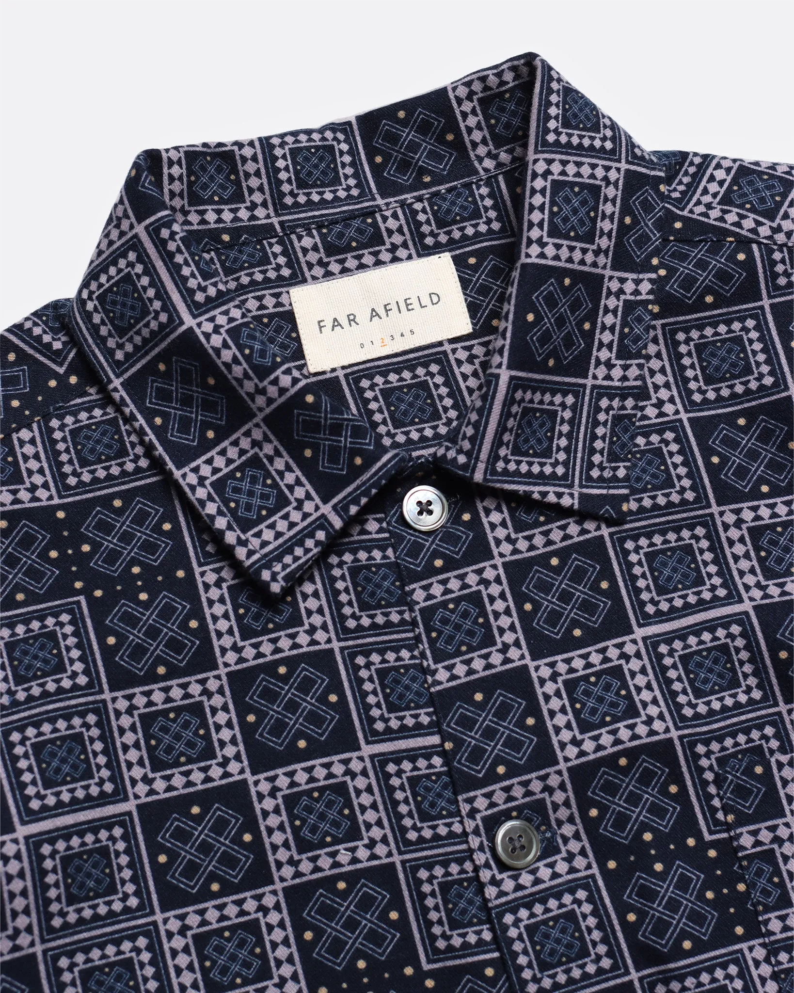 Busey Shirt - Navy Stamp Print