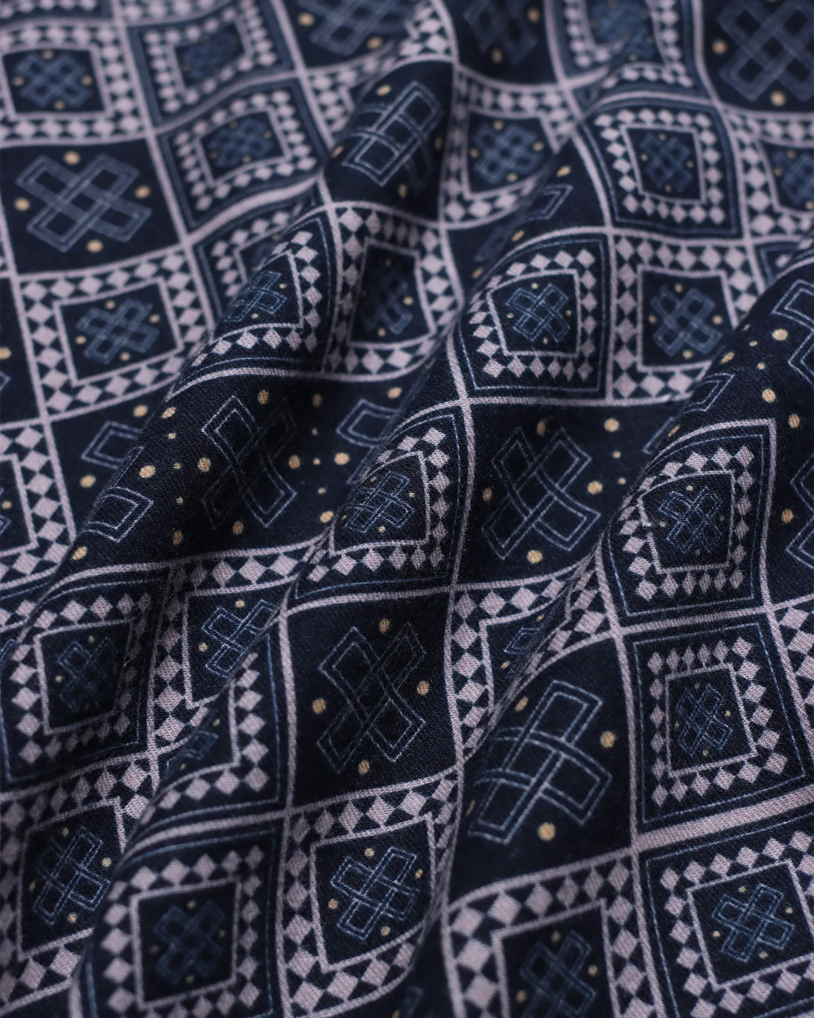 Busey Shirt - Navy Stamp Print