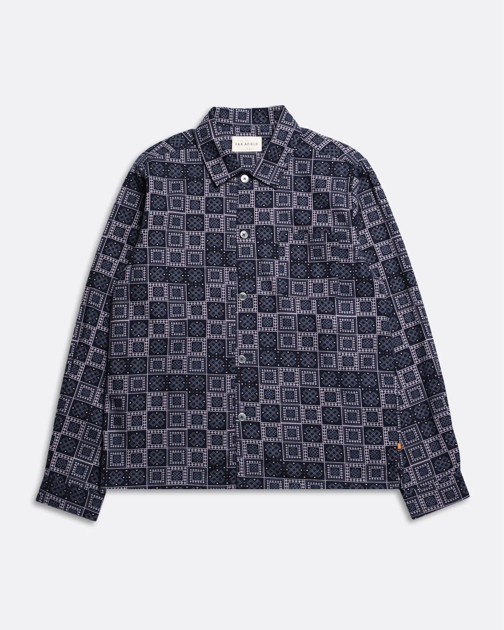 Busey Shirt - Navy Stamp Print