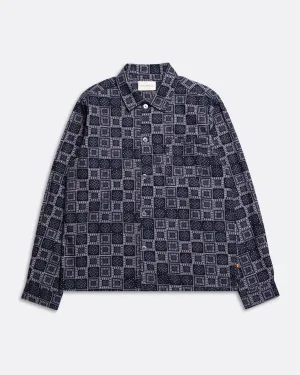 Busey Shirt - Navy Stamp Print