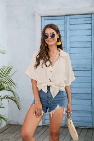 Button Down Swim Beach Short Shirts Tops