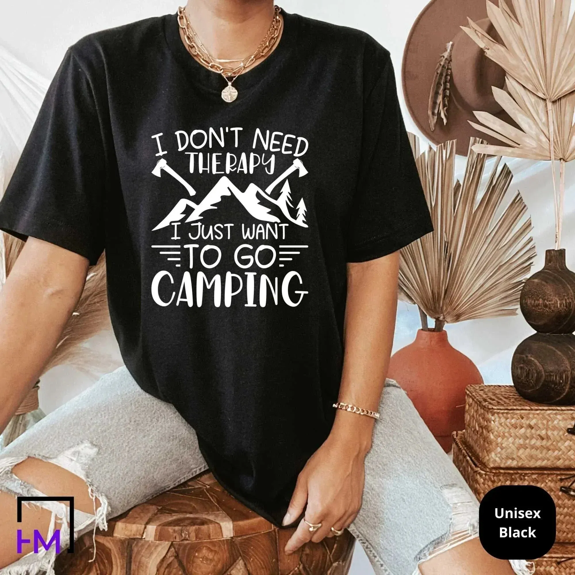 Camping Therapy Shirt, Happy Camper, Adventure Time, Camper Gifts for Women, Nature Lover Sweatshirt, Camping Presents, Mountain Hiking Tee