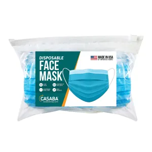 Casaba Face Mask Packs Disposable 3-Ply Filter - Made in USA with Imported Fabric - Teal