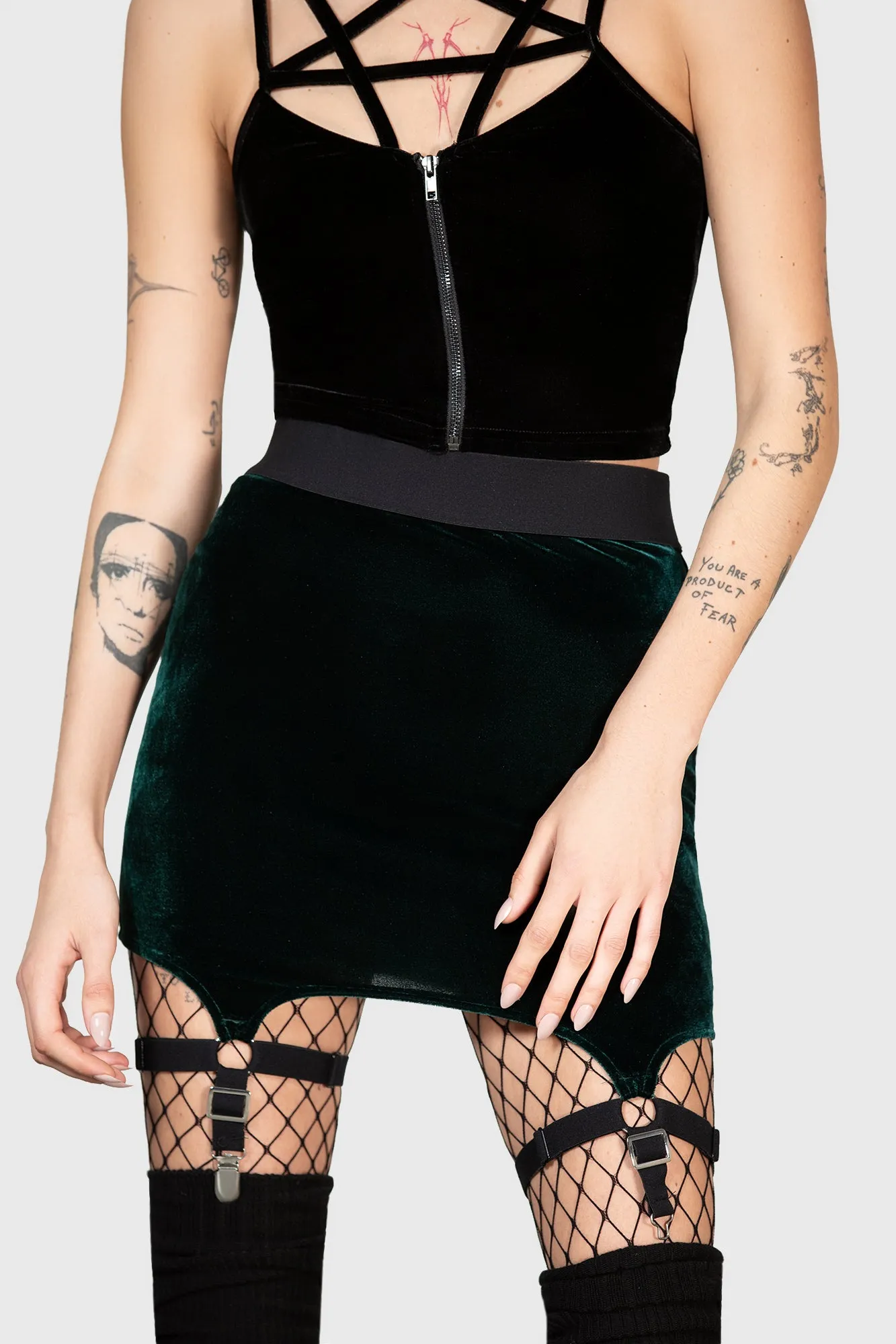 Cassandra Velvet Mini Skirt [EMERALD]