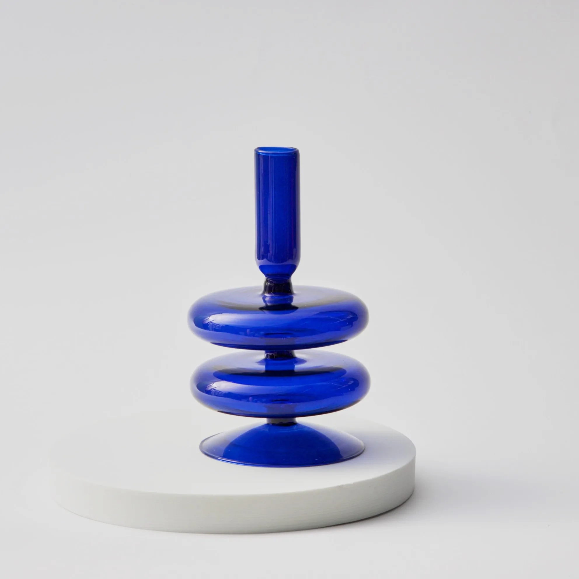 Cobalt Blown Glass Candle Holders