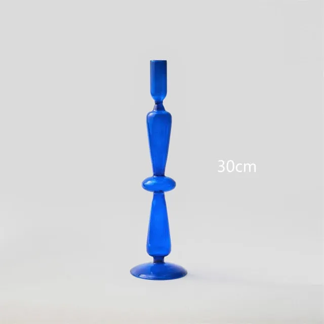 Cobalt Blown Glass Candle Holders