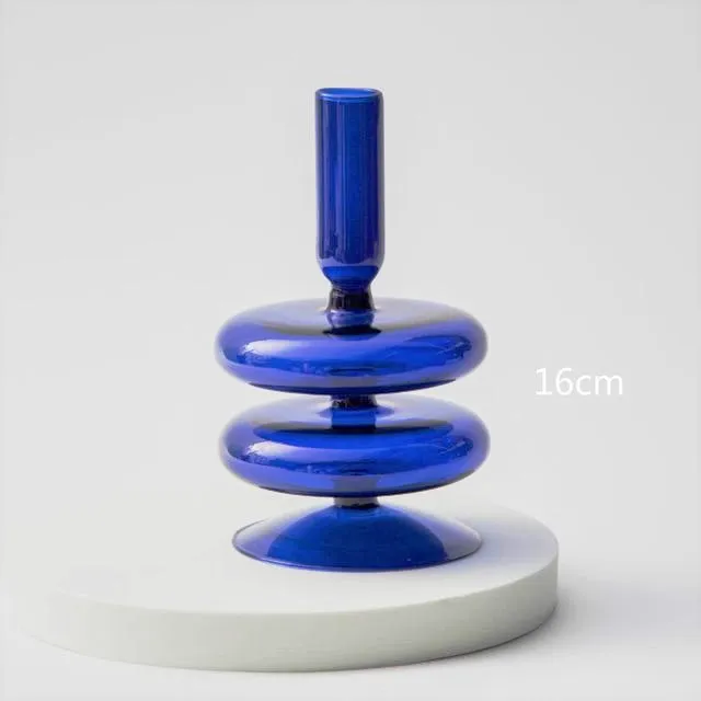 Cobalt Blown Glass Candle Holders