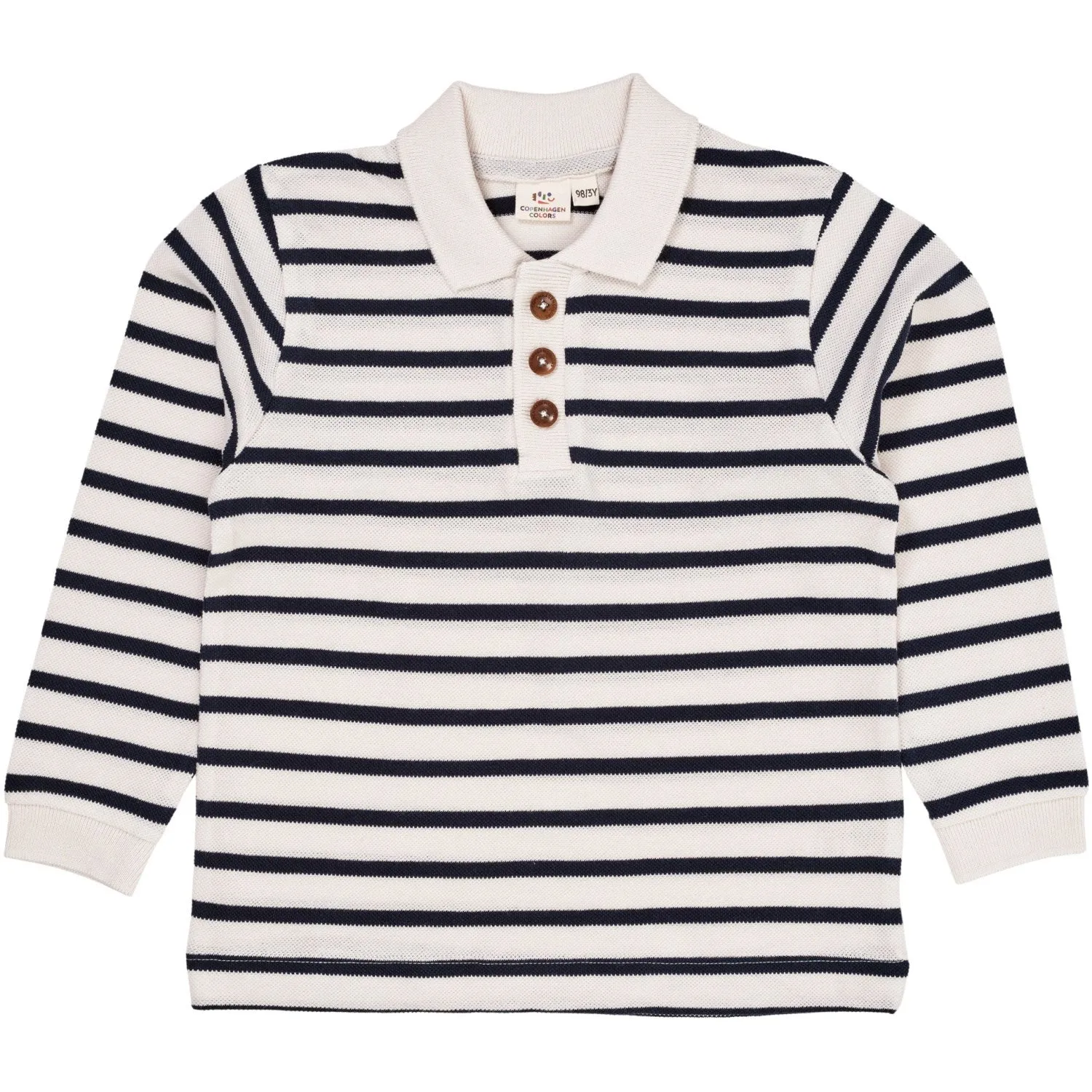 Copenhagen Colors Navy/Cream Stripe Striped Pique Polo