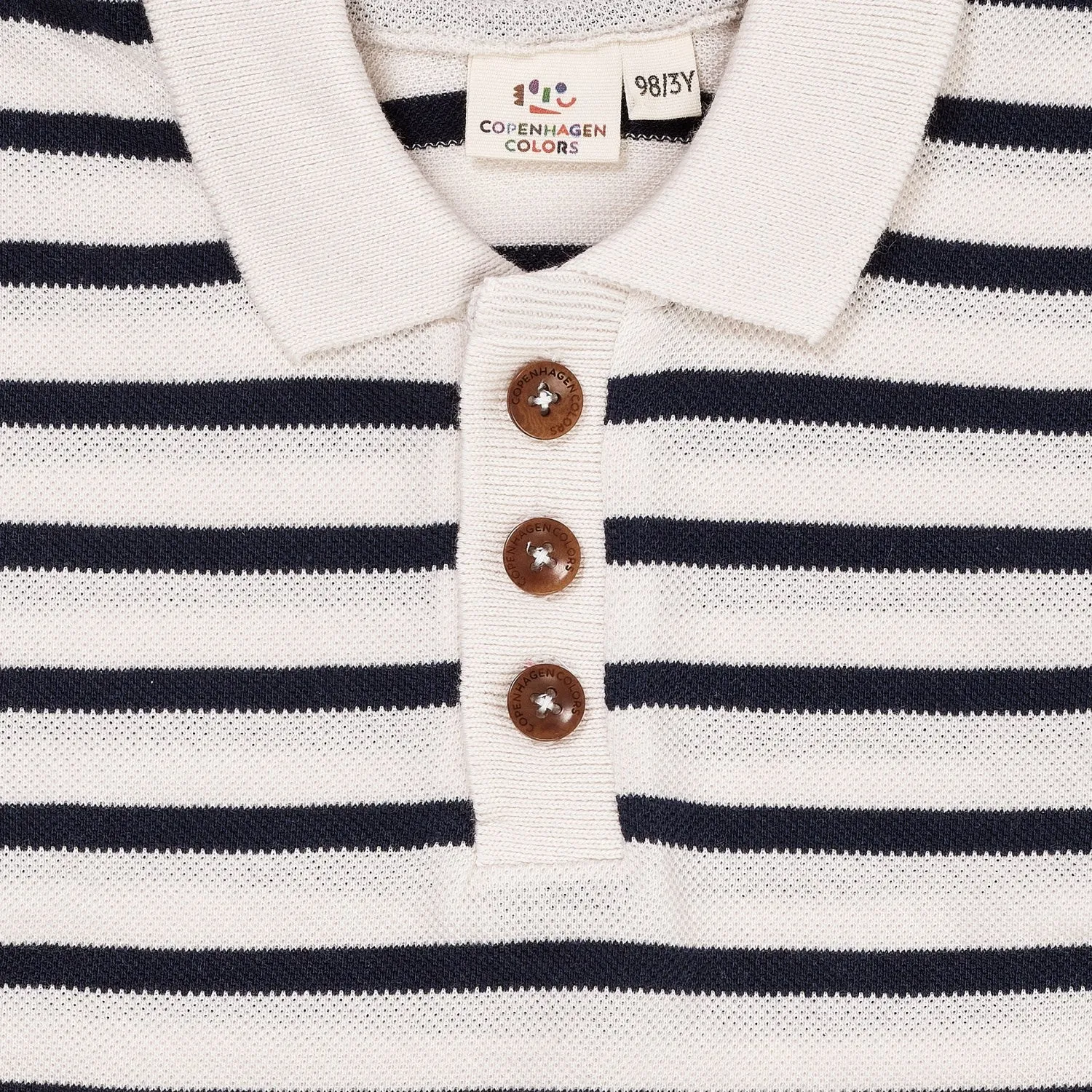 Copenhagen Colors Navy/Cream Stripe Striped Pique Polo