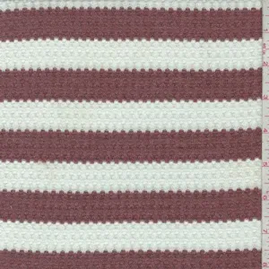 Copper Red Stripe Bubble Thermal Knit Fabric