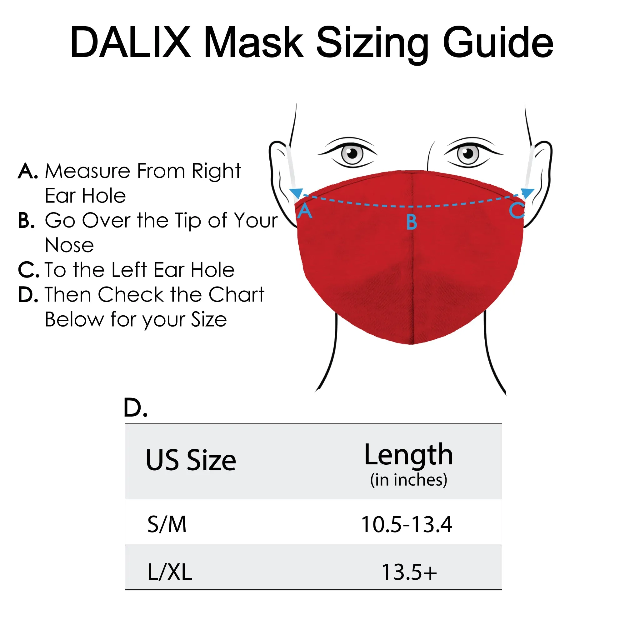 DALIX Cloth Face Mask Reuseable Washable Made in USA - S-M, L-XL Size (20 Pack)