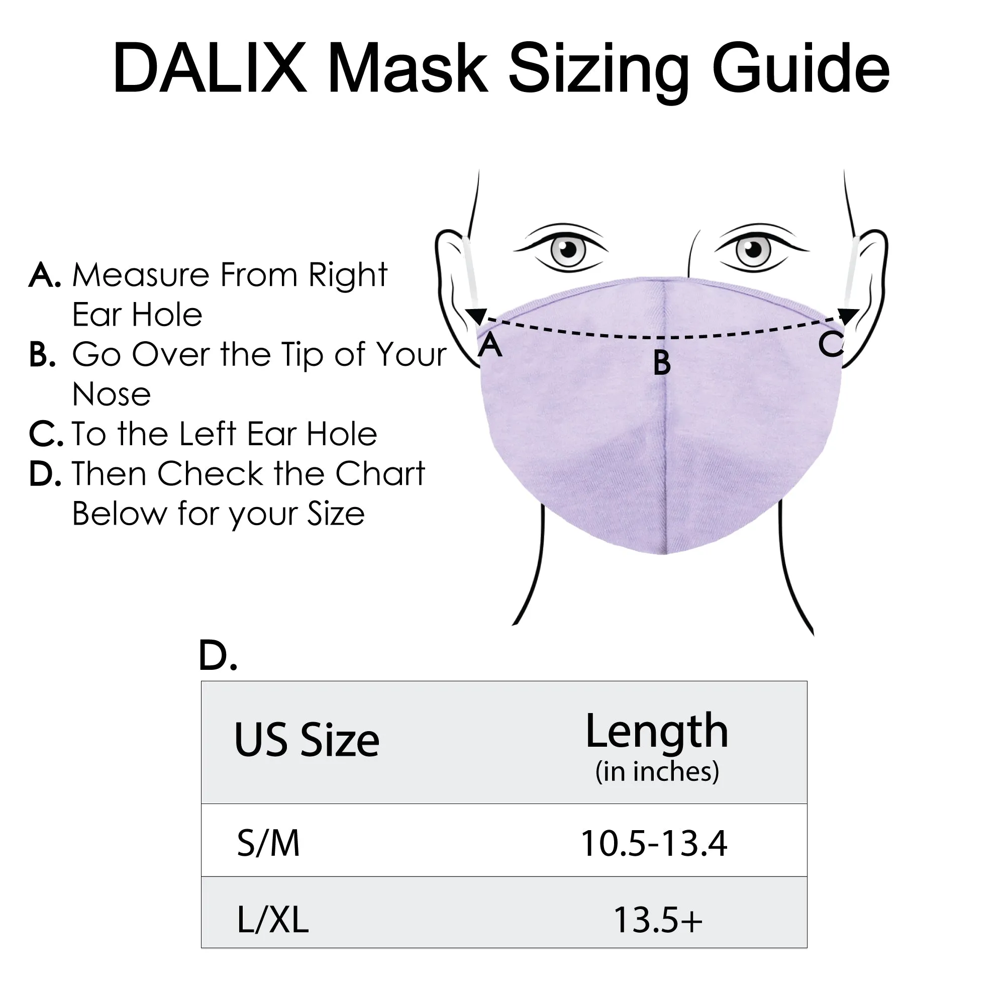 DALIX Cloth Face Mask Reuseable Washable Made in USA - S-M, L-XL Size (20 Pack)