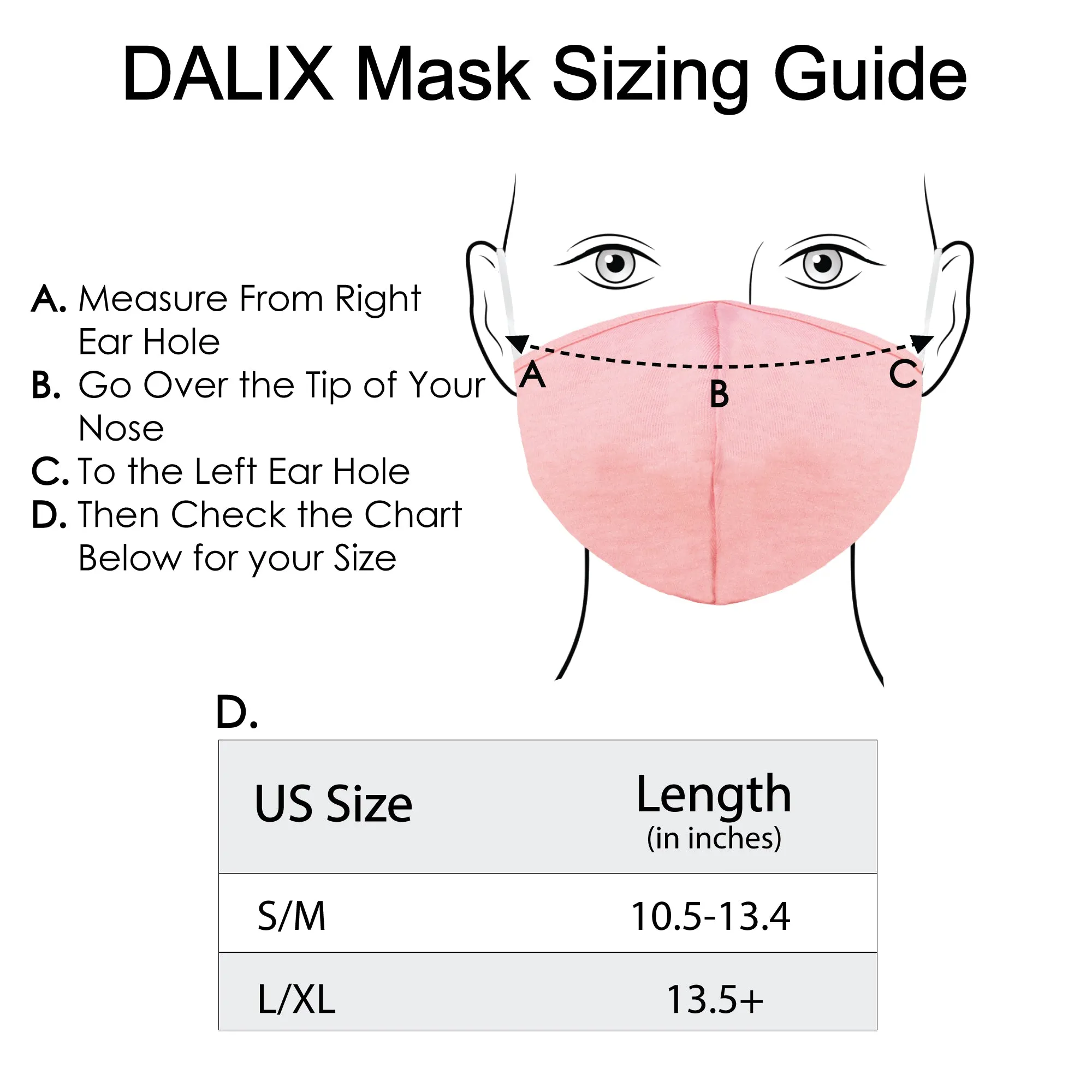 DALIX Cloth Face Mask Reuseable Washable Made in USA - S-M, L-XL Size (20 Pack)