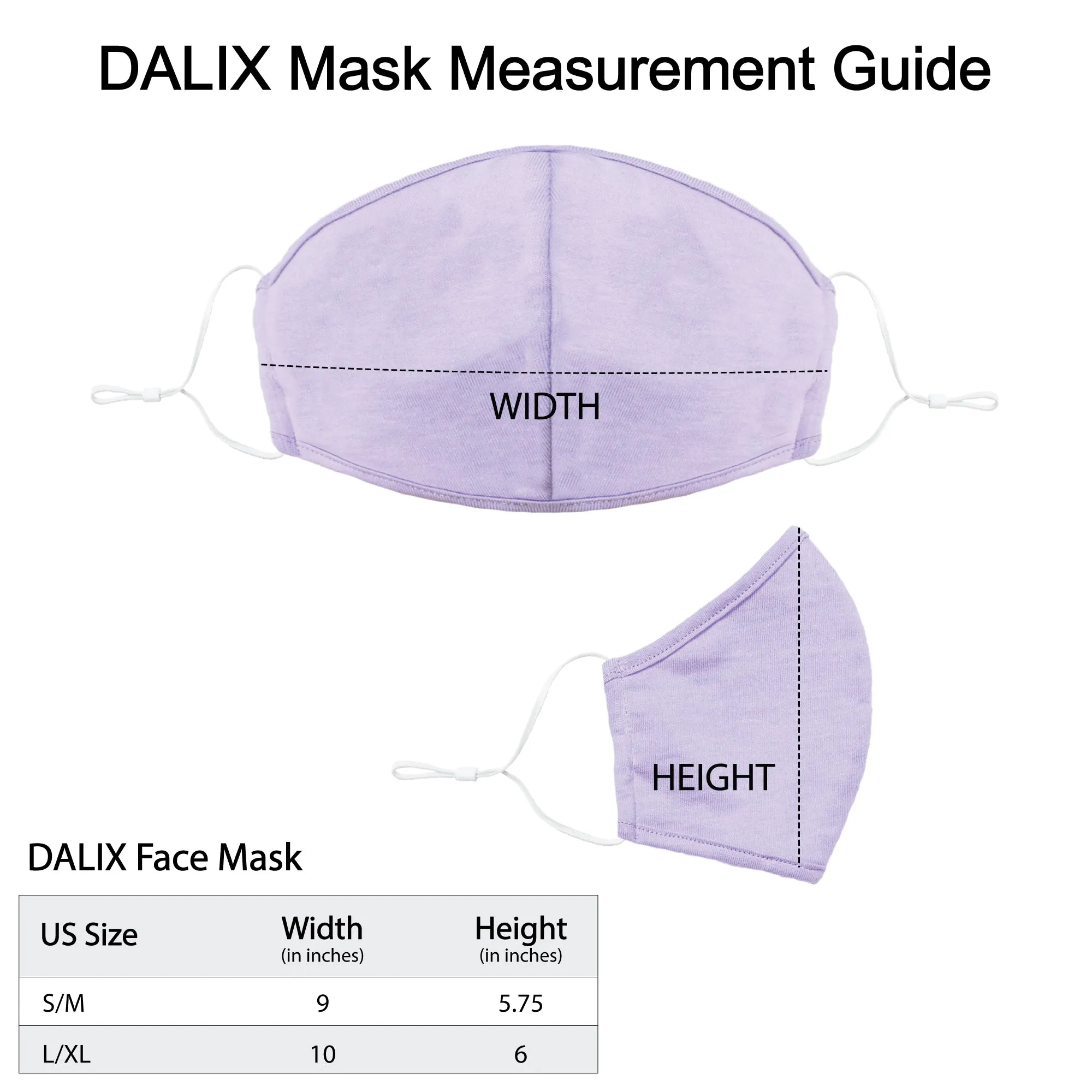 DALIX Cloth Face Mask Reuseable Washable Made in USA - S-M, L-XL Size (20 Pack)