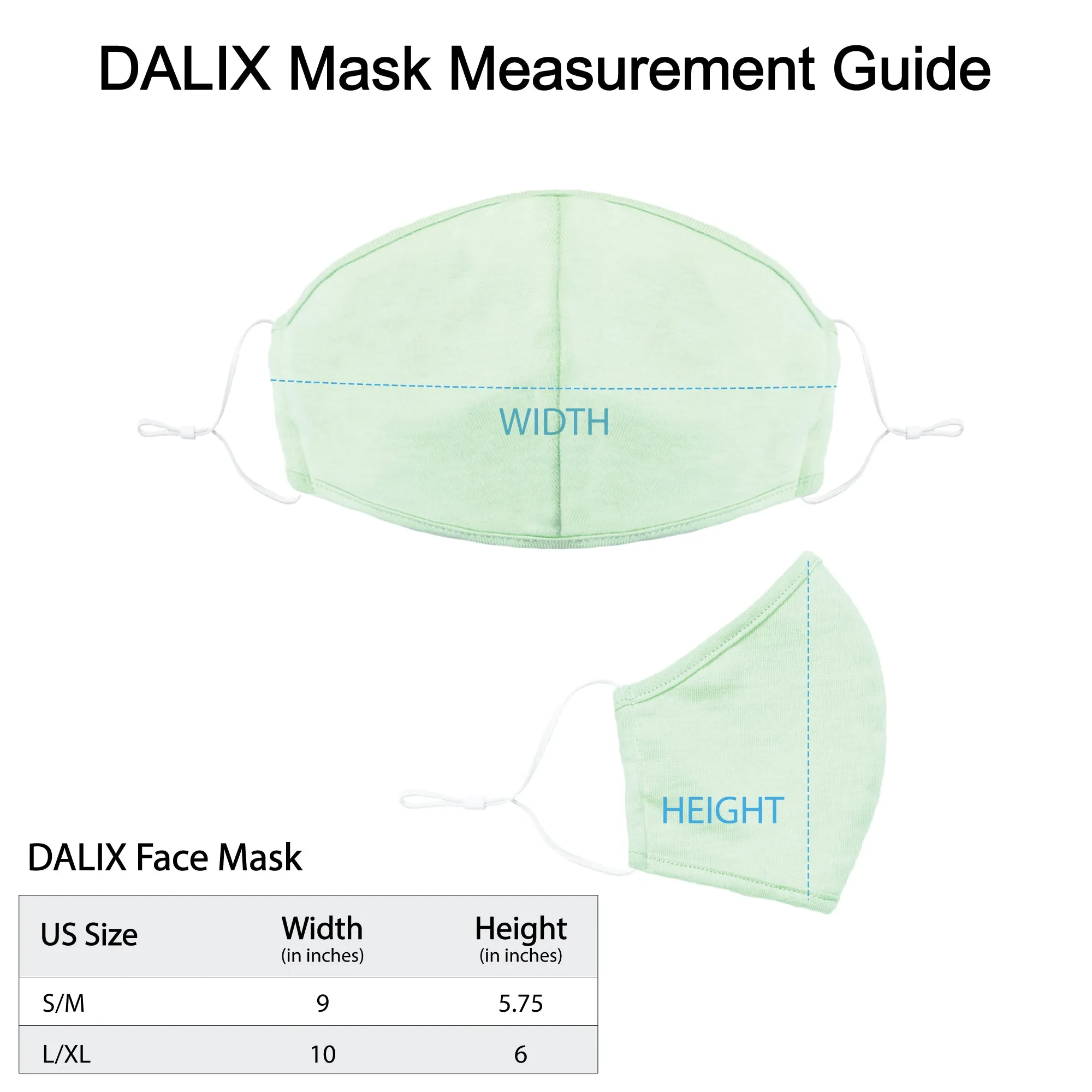 Dalix Cloth Face Mask Reuseable Washable Made in USA - S-M , L-XL Size