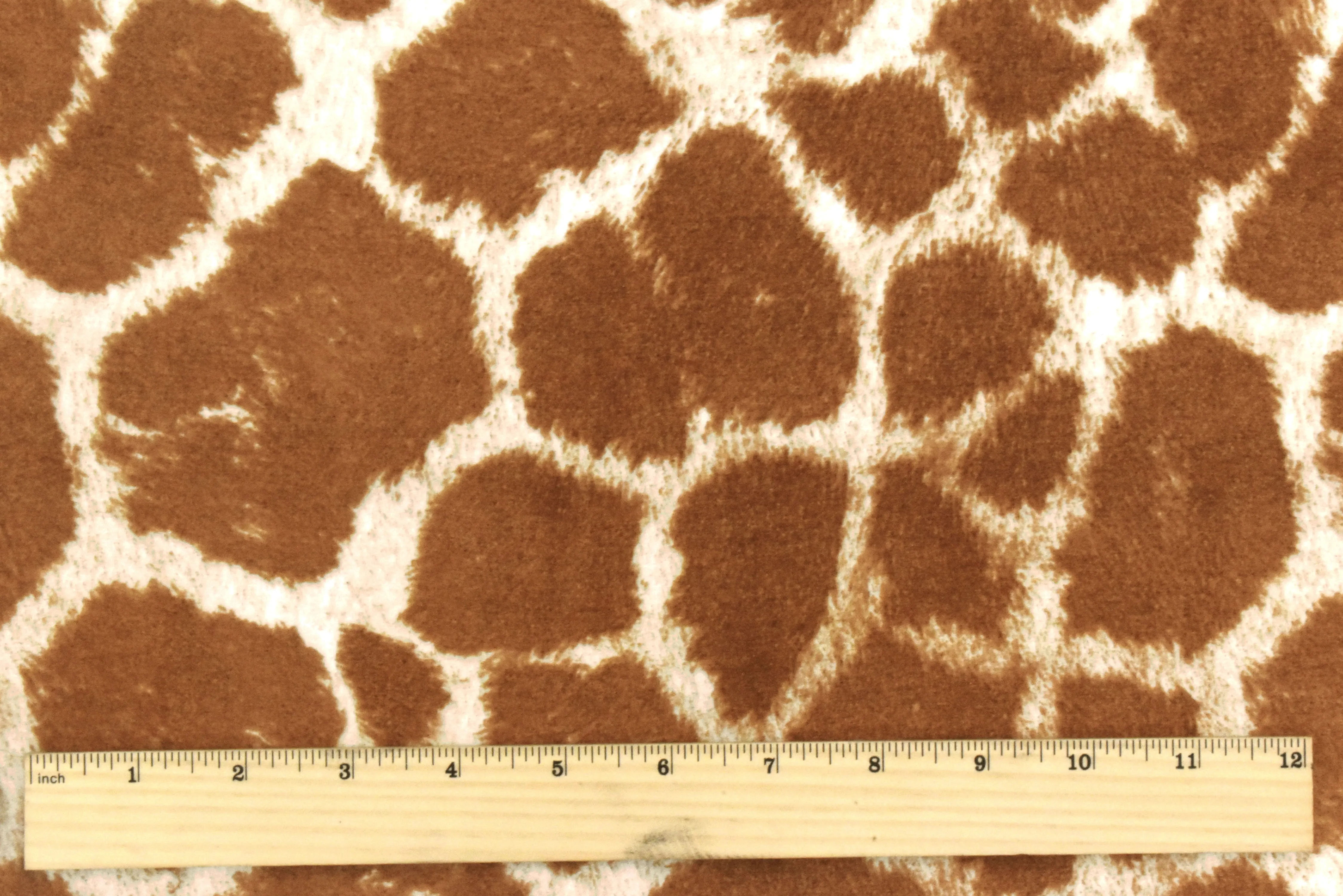 Earthy Brown-Ivory Giraffe Printed Cotton Twill Woven Fabric