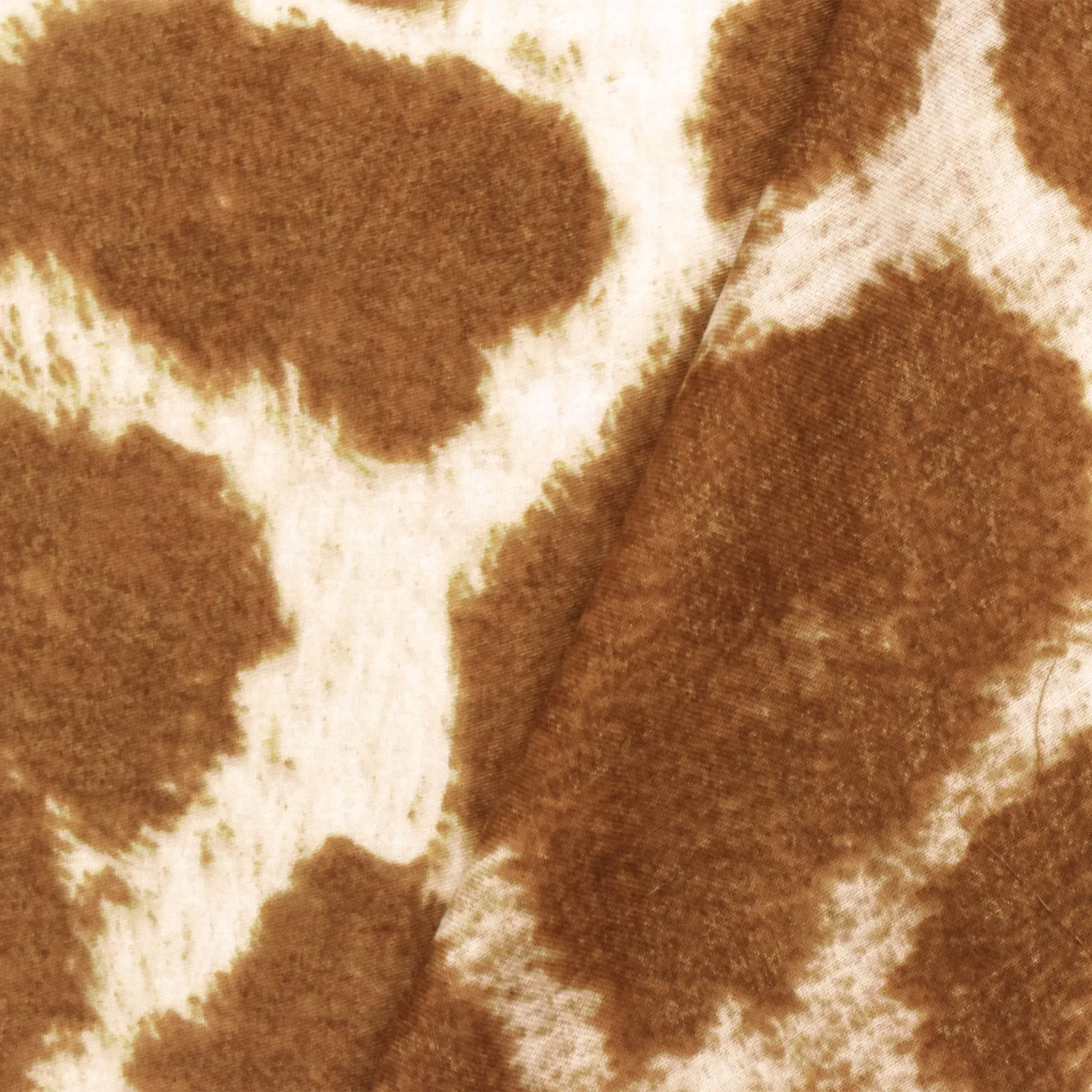 Earthy Brown-Ivory Giraffe Printed Cotton Twill Woven Fabric