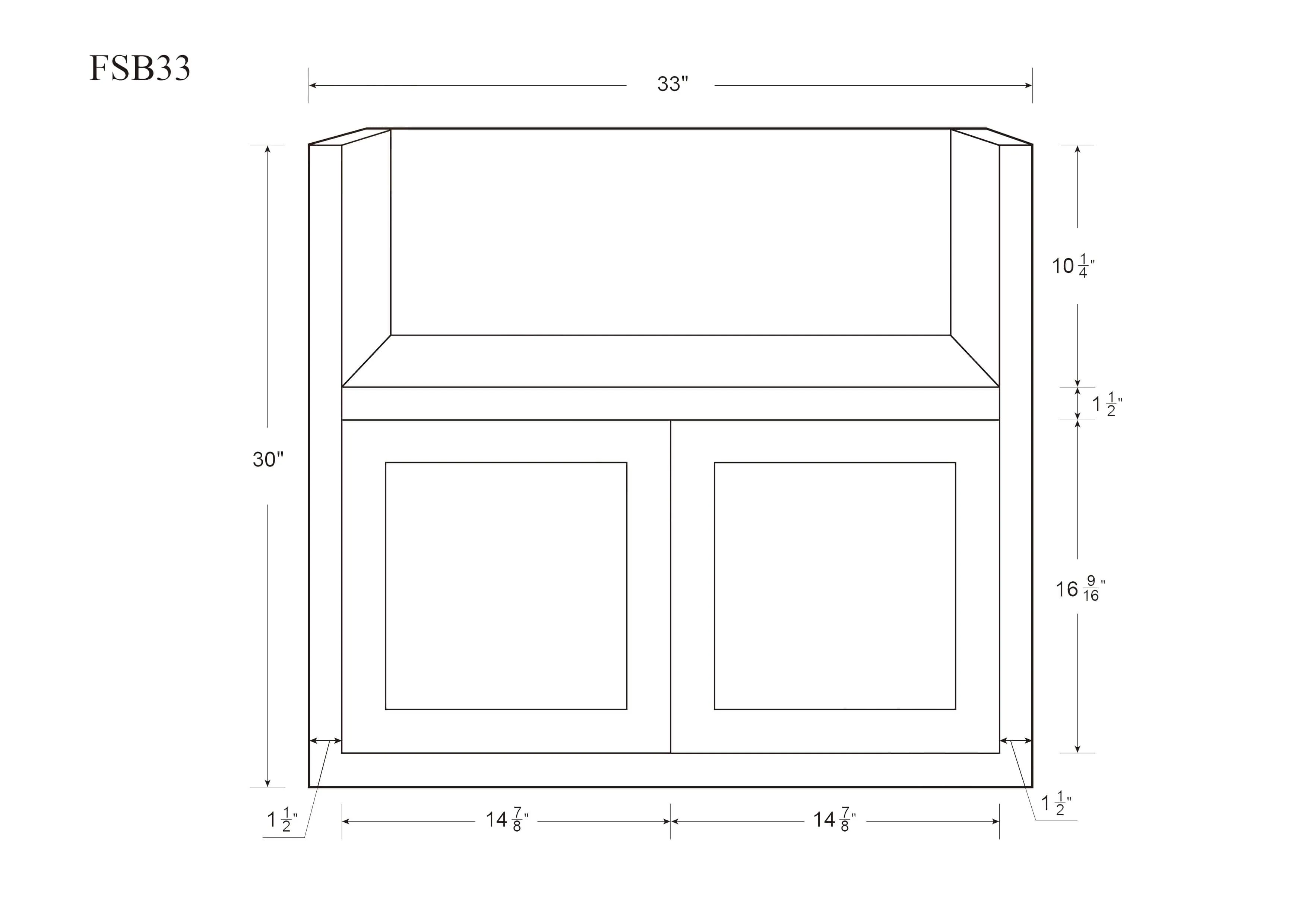 Farm Sink Base Vintage White Inset Raised Panel Cabinets 33" or 36"