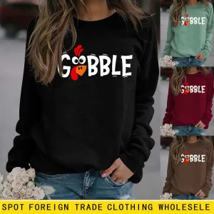 GOBBLE Alphabet Print Large Long Sleeve Women's Sweatshirt