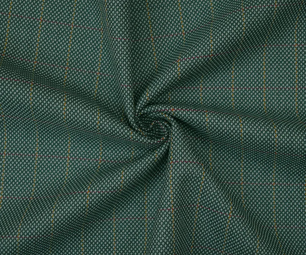 Gray-Burgundy-Multi Wool Polyester Check Dobby Woven Suiting Fabric