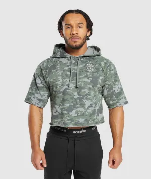 Gymshark Legacy Short Sleeve Crop Hoodie - Unit Green