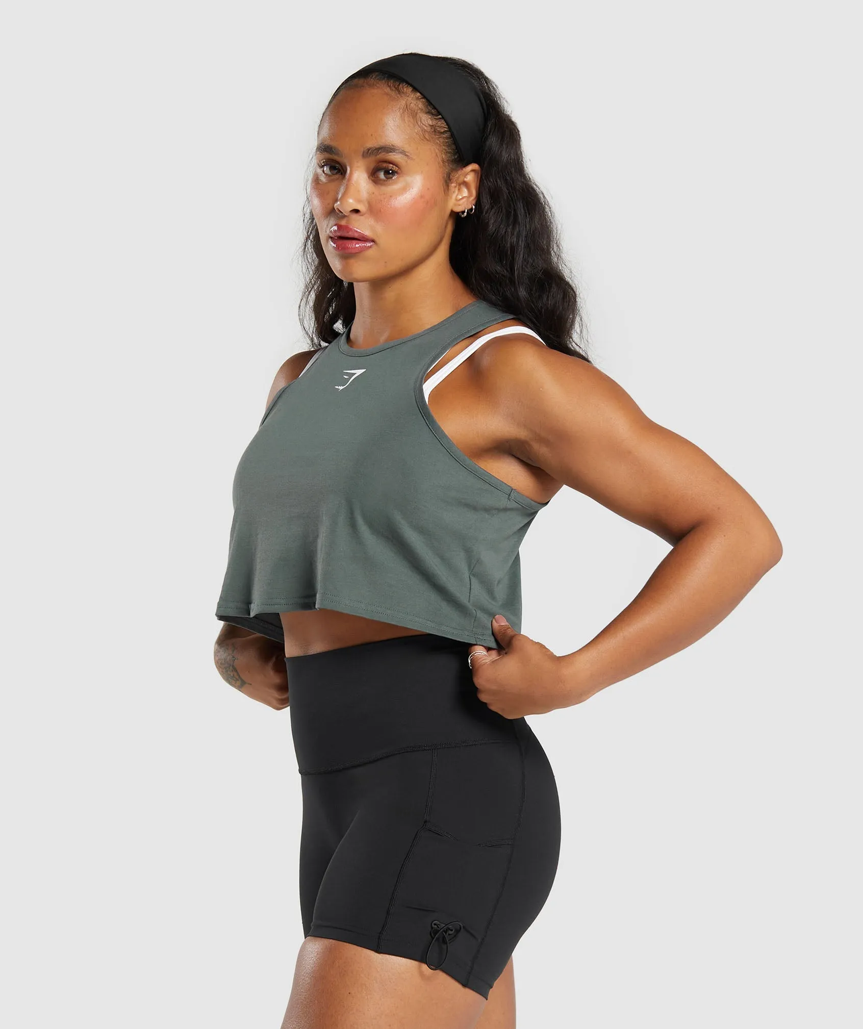 Gymshark Lifting Essential Cotton Crop Tank - Slate Teal