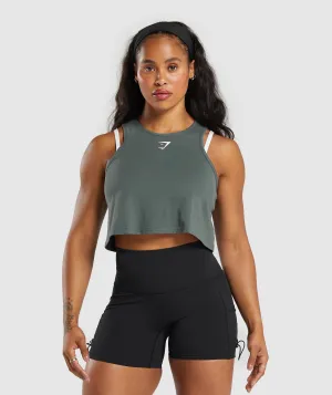 Gymshark Lifting Essential Cotton Crop Tank - Slate Teal