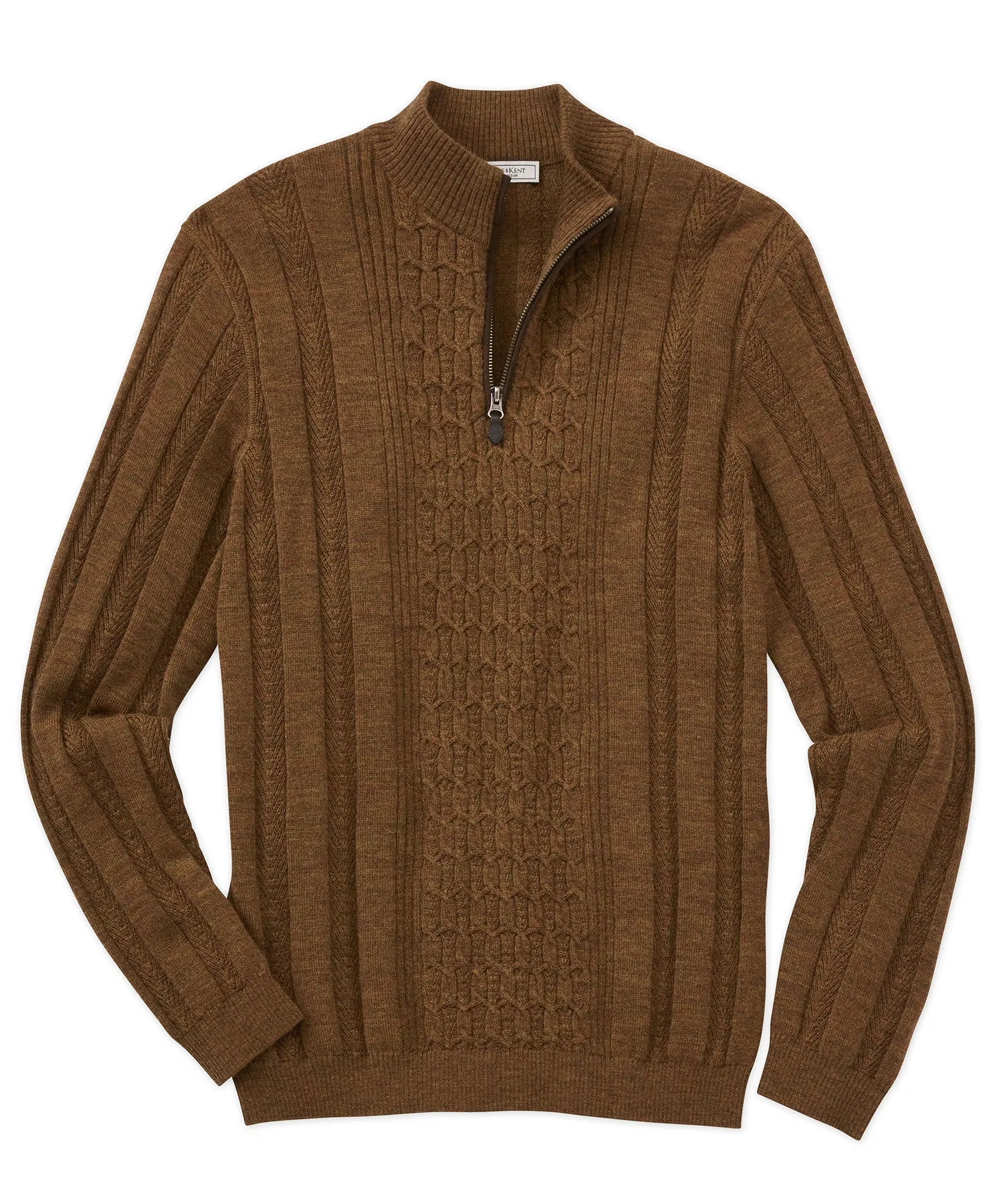 Herringbone Cable Knit Quarter-Zip Sweater