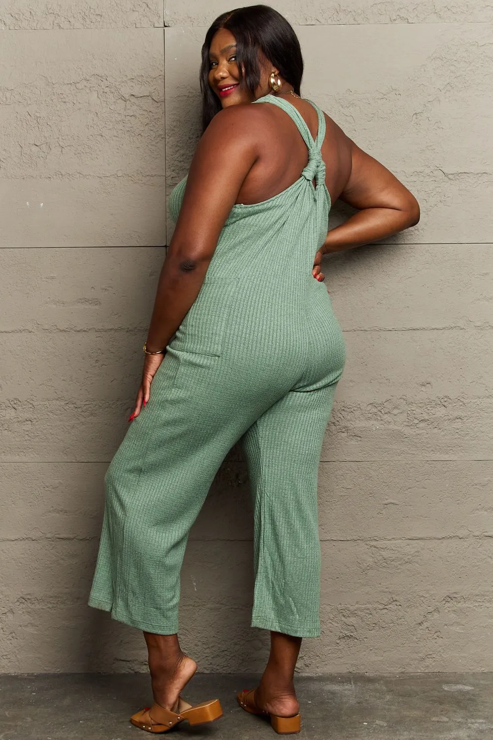 HEYSON Don't Get It Twisted Full Size Rib Knit Jumpsuit