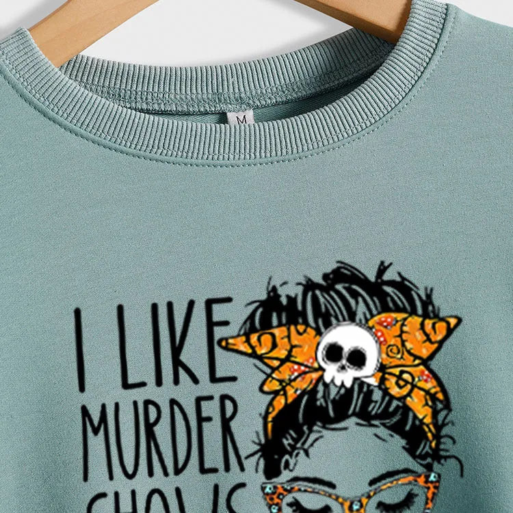 I LIKE MURDER SHOWS Ladies Round Neck Bottoming Long Sleeve Plus Size Sweater