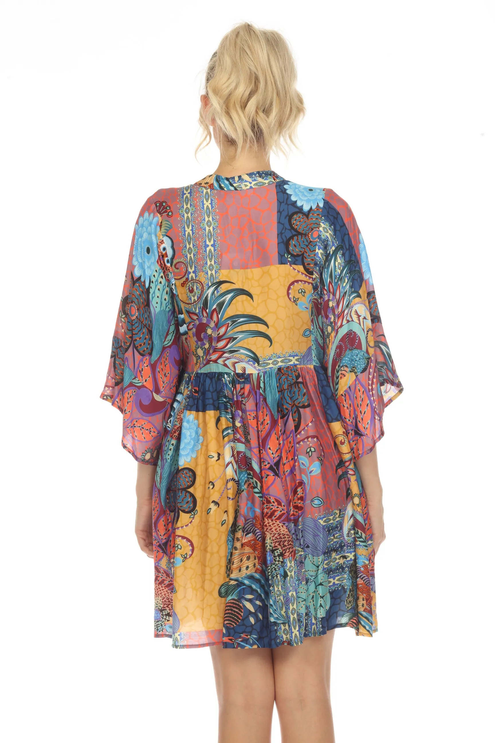 Johnny Was Sea Owl Swim Cover-Up Short Kaftan Dress Boho Chic CSW6123-A