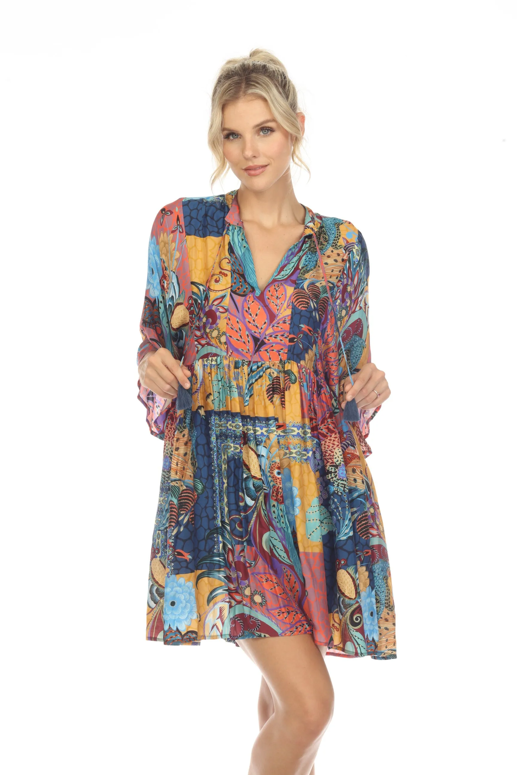 Johnny Was Sea Owl Swim Cover-Up Short Kaftan Dress Boho Chic CSW6123-A