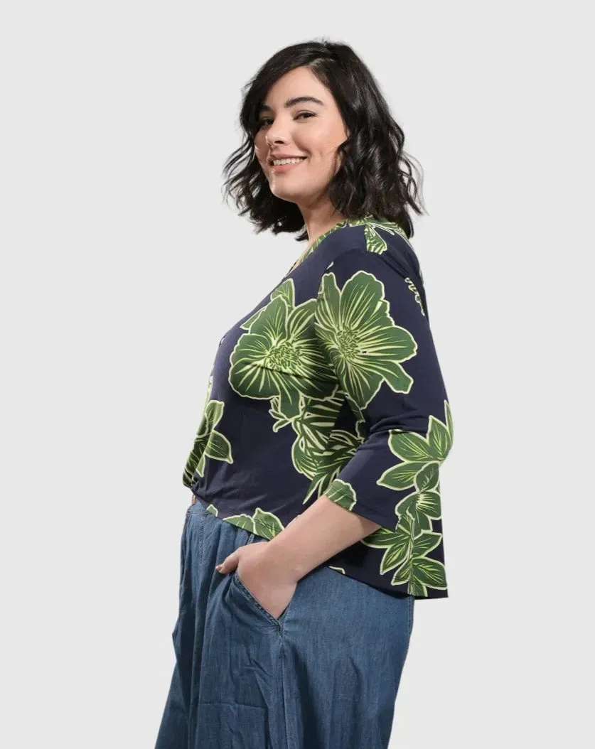 Kona Crop Cardigan Jacket, Royal/green