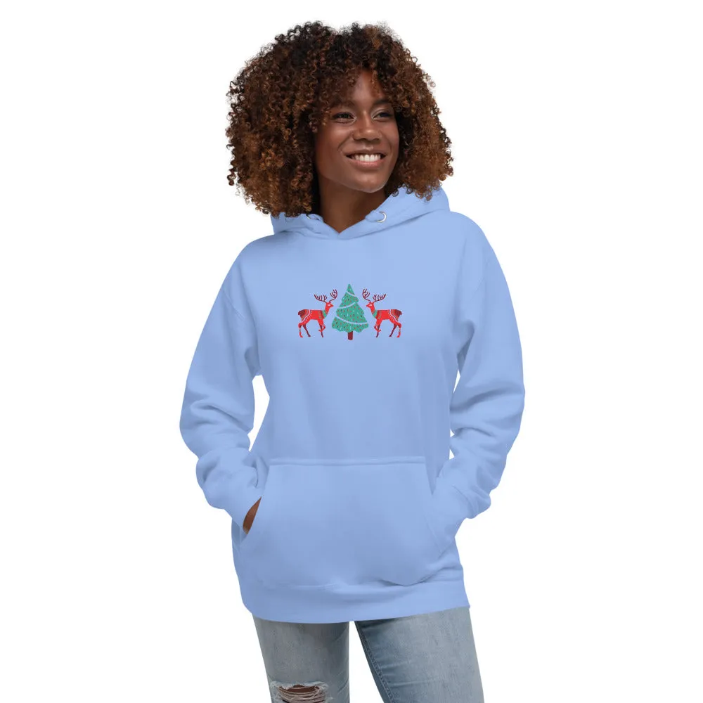 Merry Reindeer Tree Unisex Hoodie