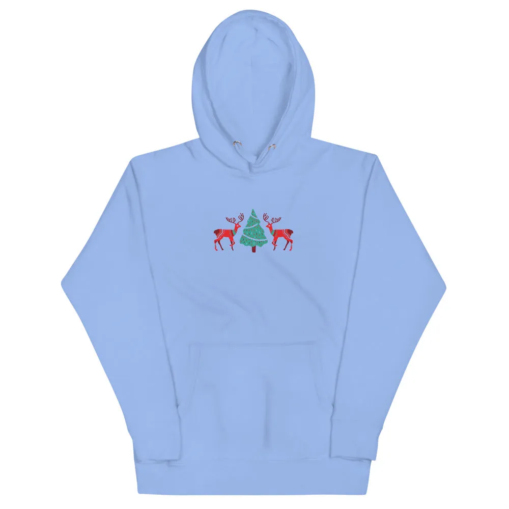 Merry Reindeer Tree Unisex Hoodie