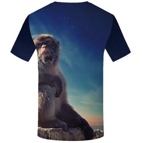 Monkey T shirts Men Galaxy Space T shirts Funny Animal T-shirts 3d Mountain Tshirts Casual Nebula Shirt Print Short Sleeve