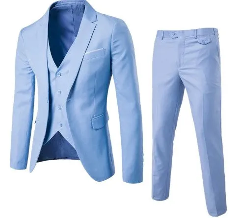 Nukty Mens Wedding Suits Formal 2 Pieces Blue Single Breasted Business Evening Slim Fit Stylish Blazer Jackets and Pants Costumes