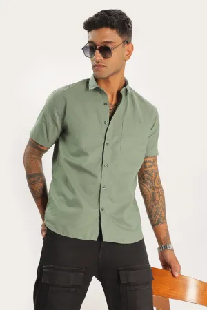 Olive Green Half Sleeve Regular Fit Shirt