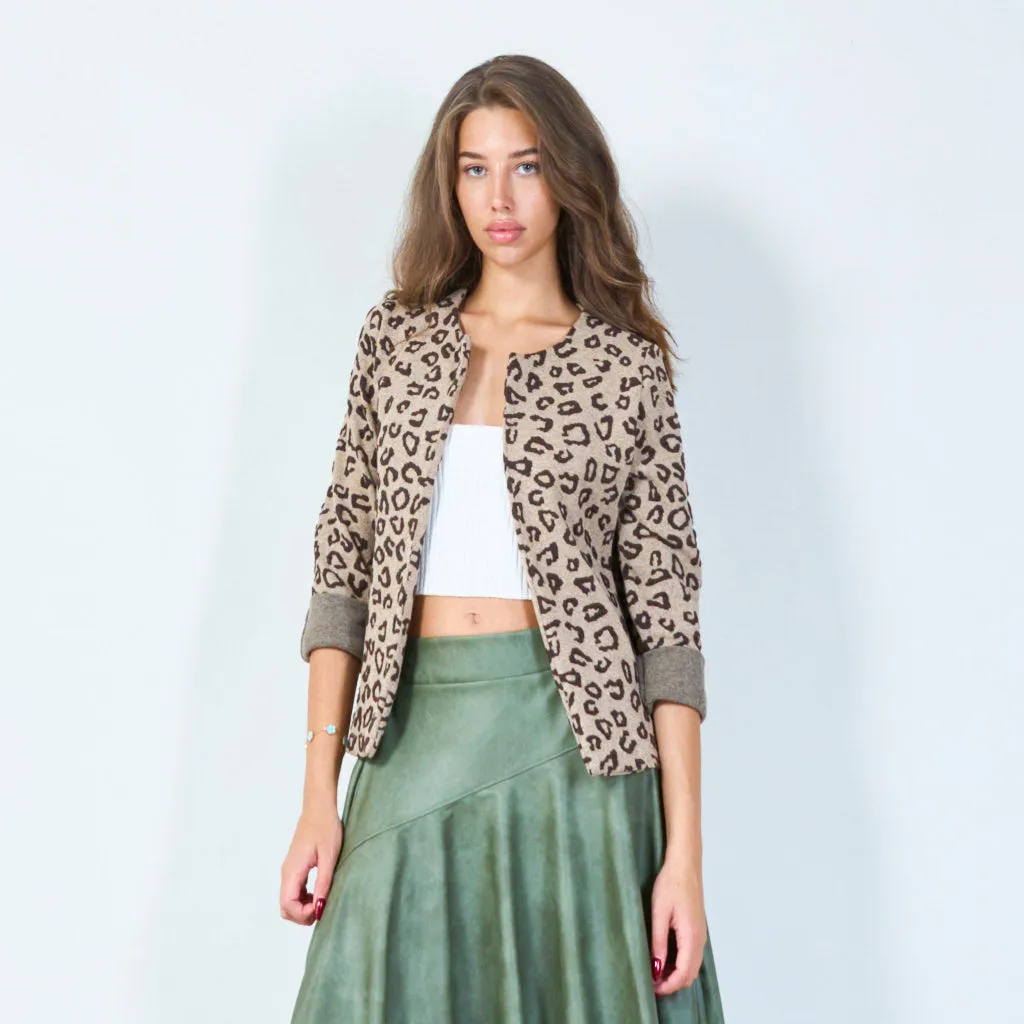 Open front leopard cardigan wholesale