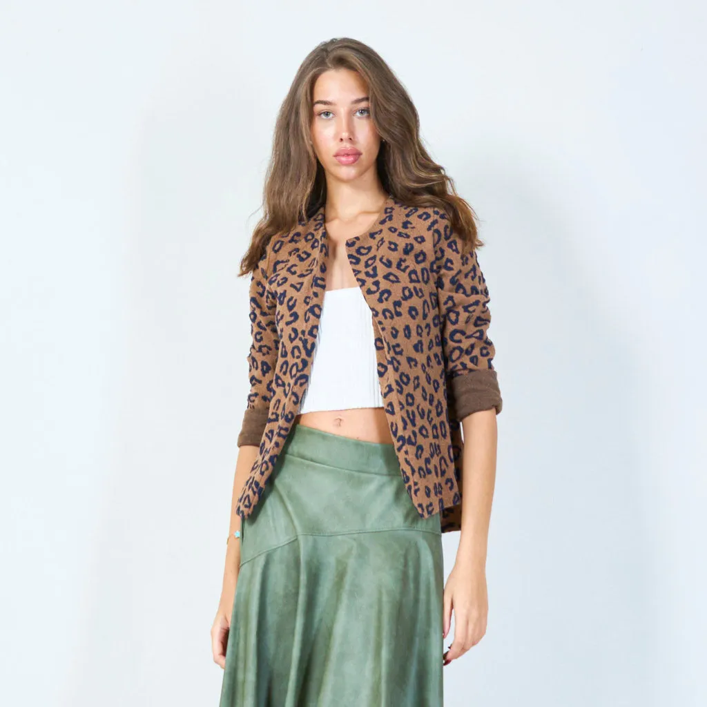 Open front leopard cardigan wholesale