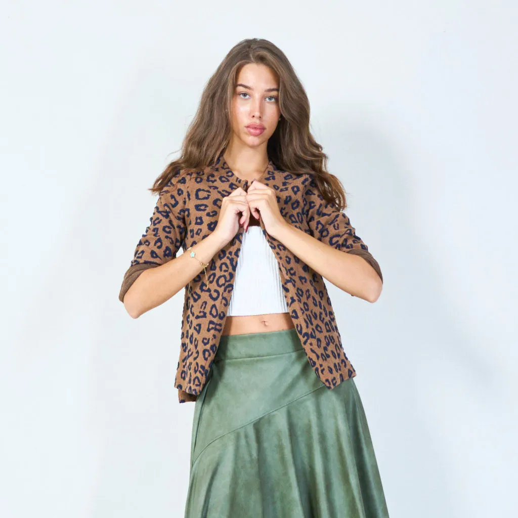 Open front leopard cardigan wholesale