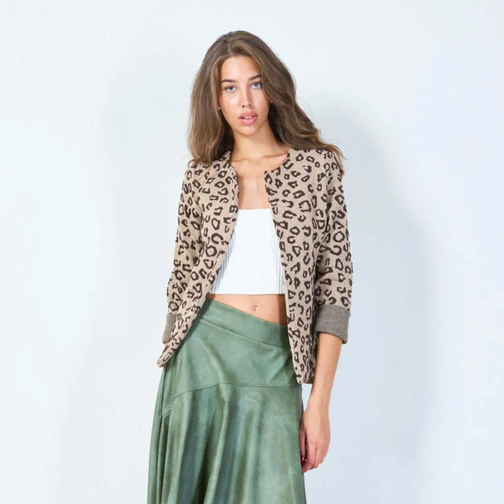 Open front leopard cardigan wholesale