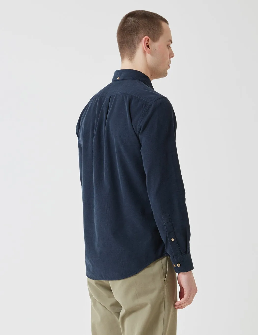 Portuguese Flannel Lobo Shirt (Cord) - Navy Blue