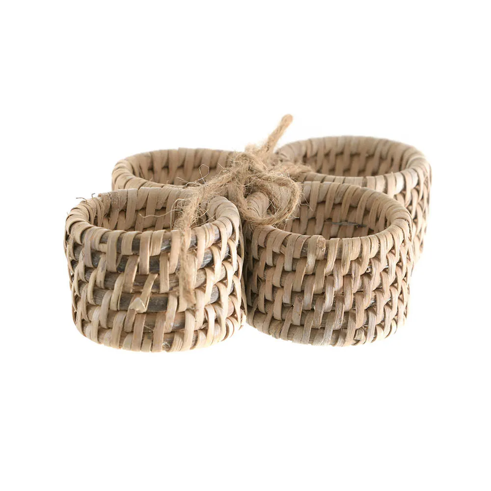 Rattan Napkin Ring Set/4 White Wash